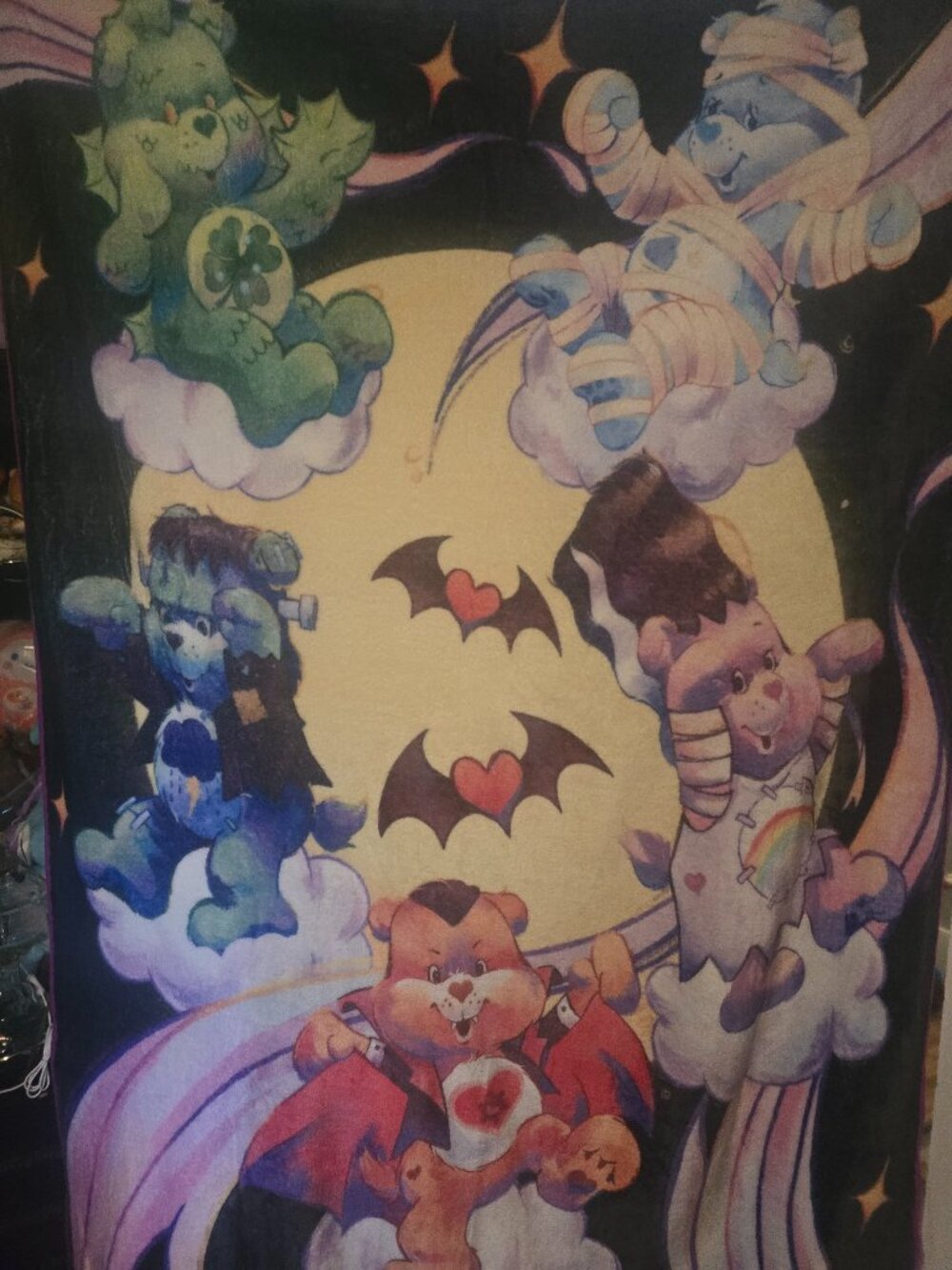 Care Bears Universal Monsters Halloween throw blanket 45x60 inches, colorful